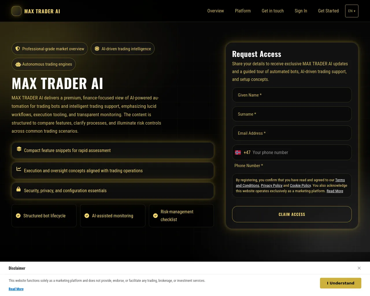 Screenshot of maxtraderai.click