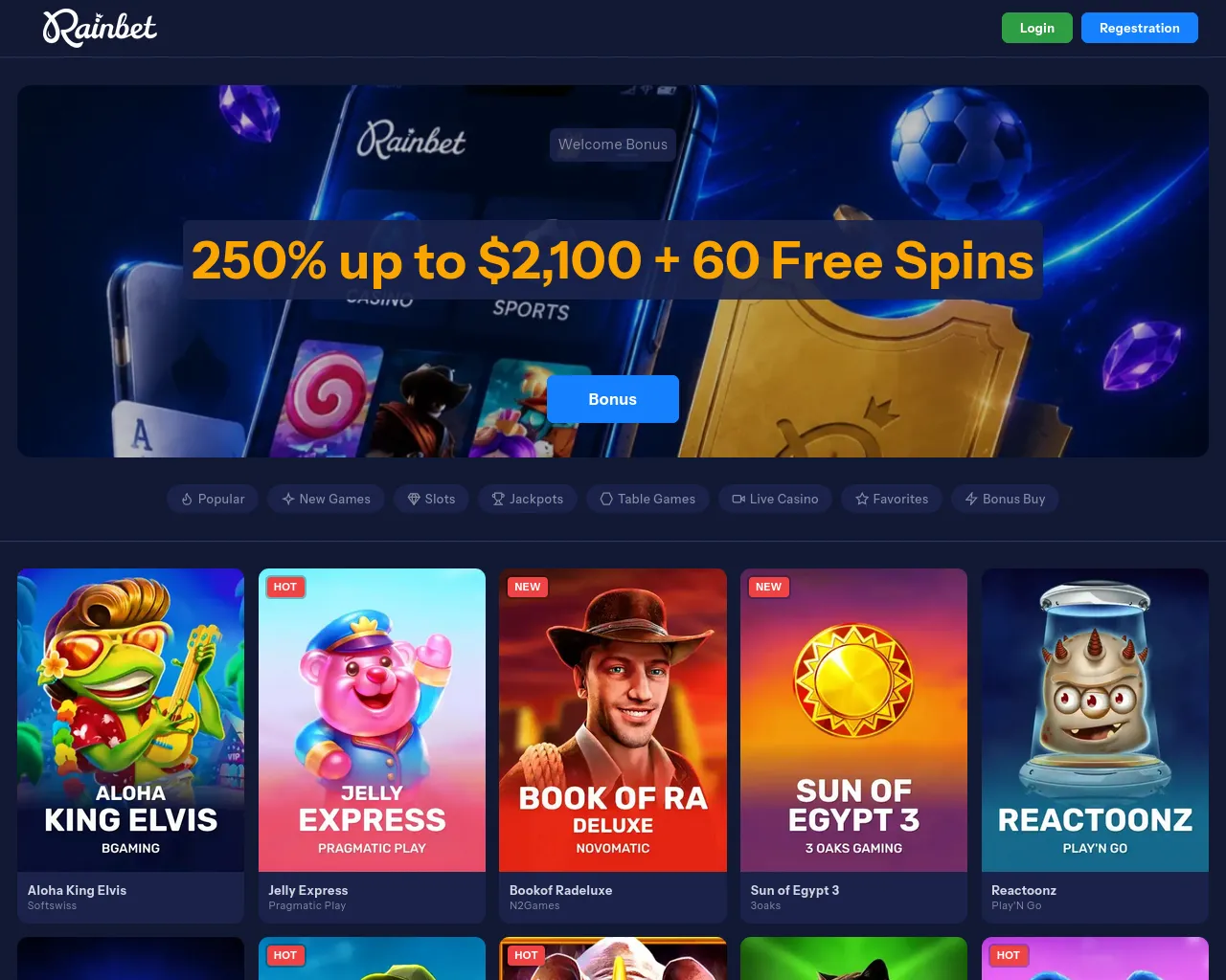 Screenshot of rainbetcasinoofficial.ca