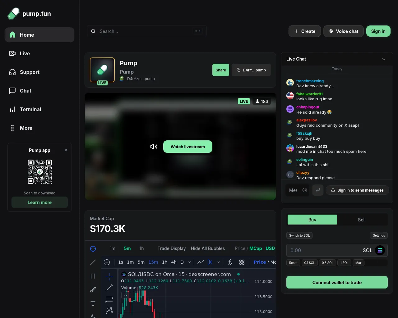 Screenshot of pump-feed.live