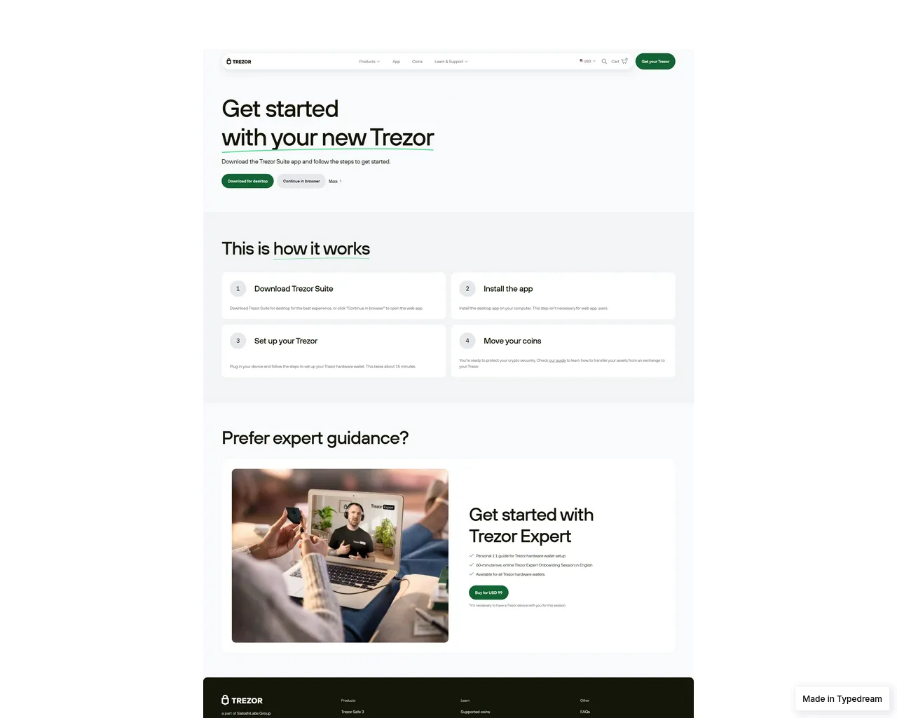 Screenshot of faq-en-trezor-help.typedream.app