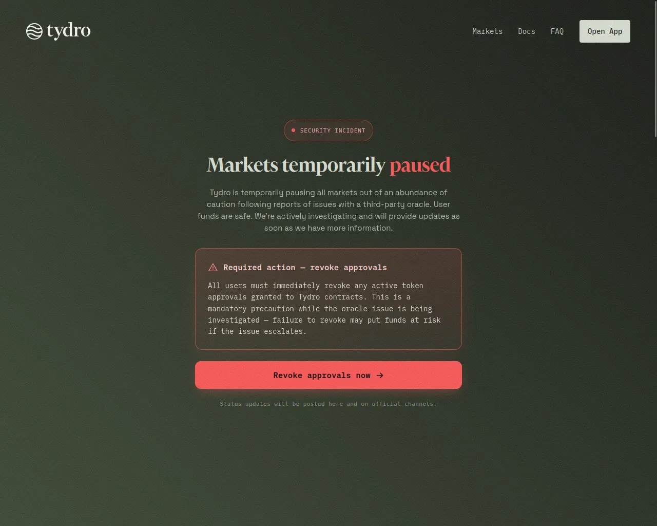 Screenshot of revoke-tydro.app