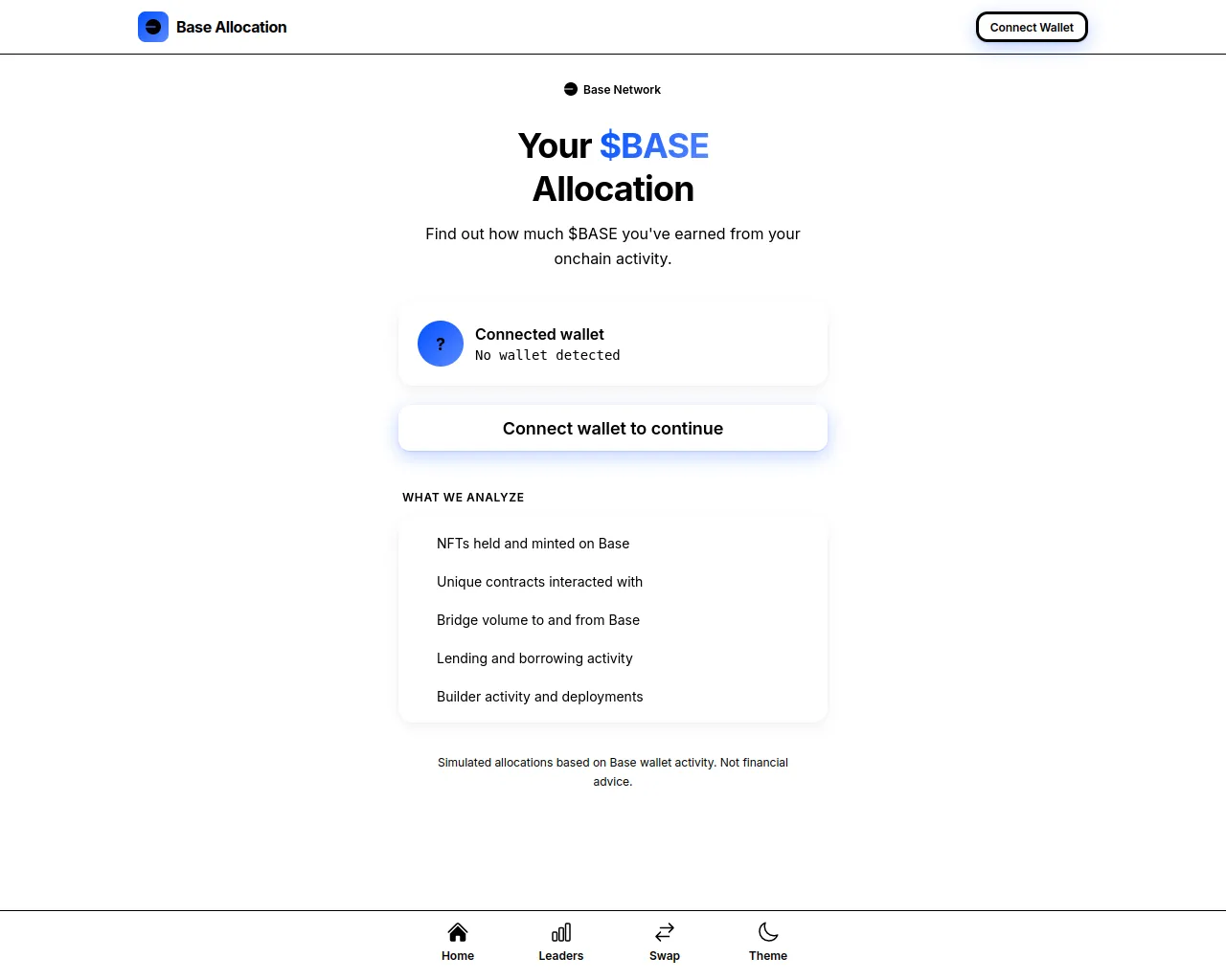 Screenshot of base-mock-airdrop-allocation.vercel.app