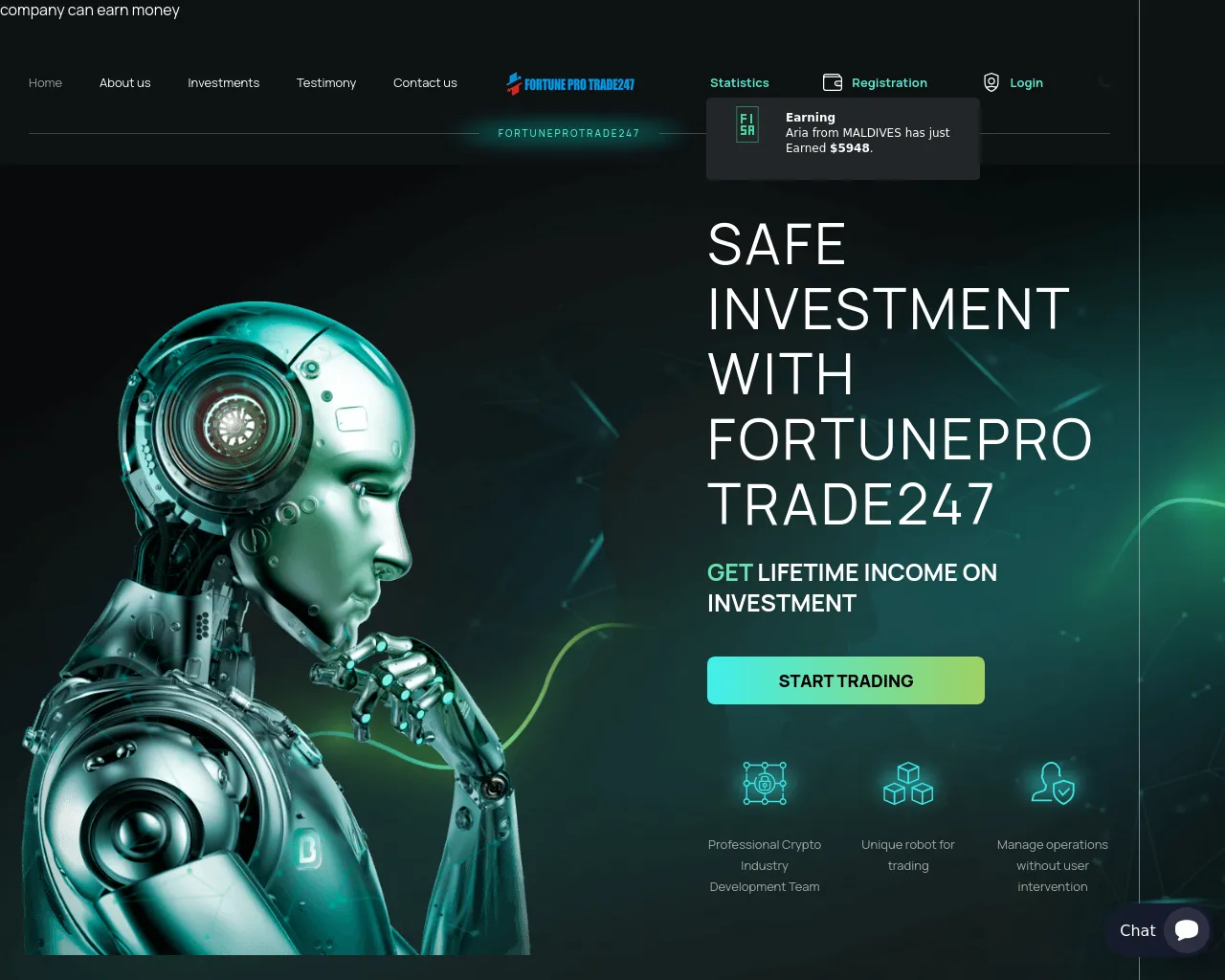 Screenshot of fortuneprotrade247.com