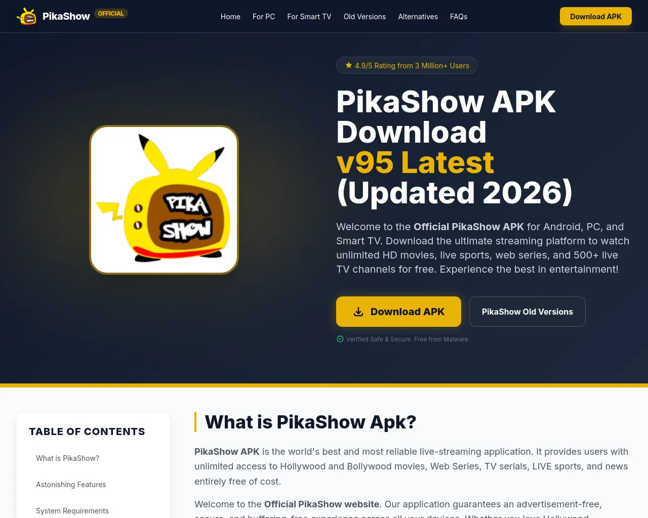 Screenshot of pikashowapkt.com