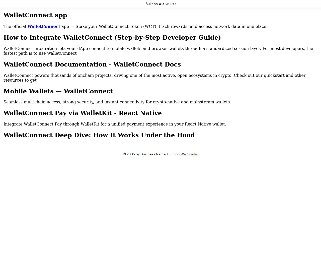 Screenshot of appwalletconnect.wixstudio.com