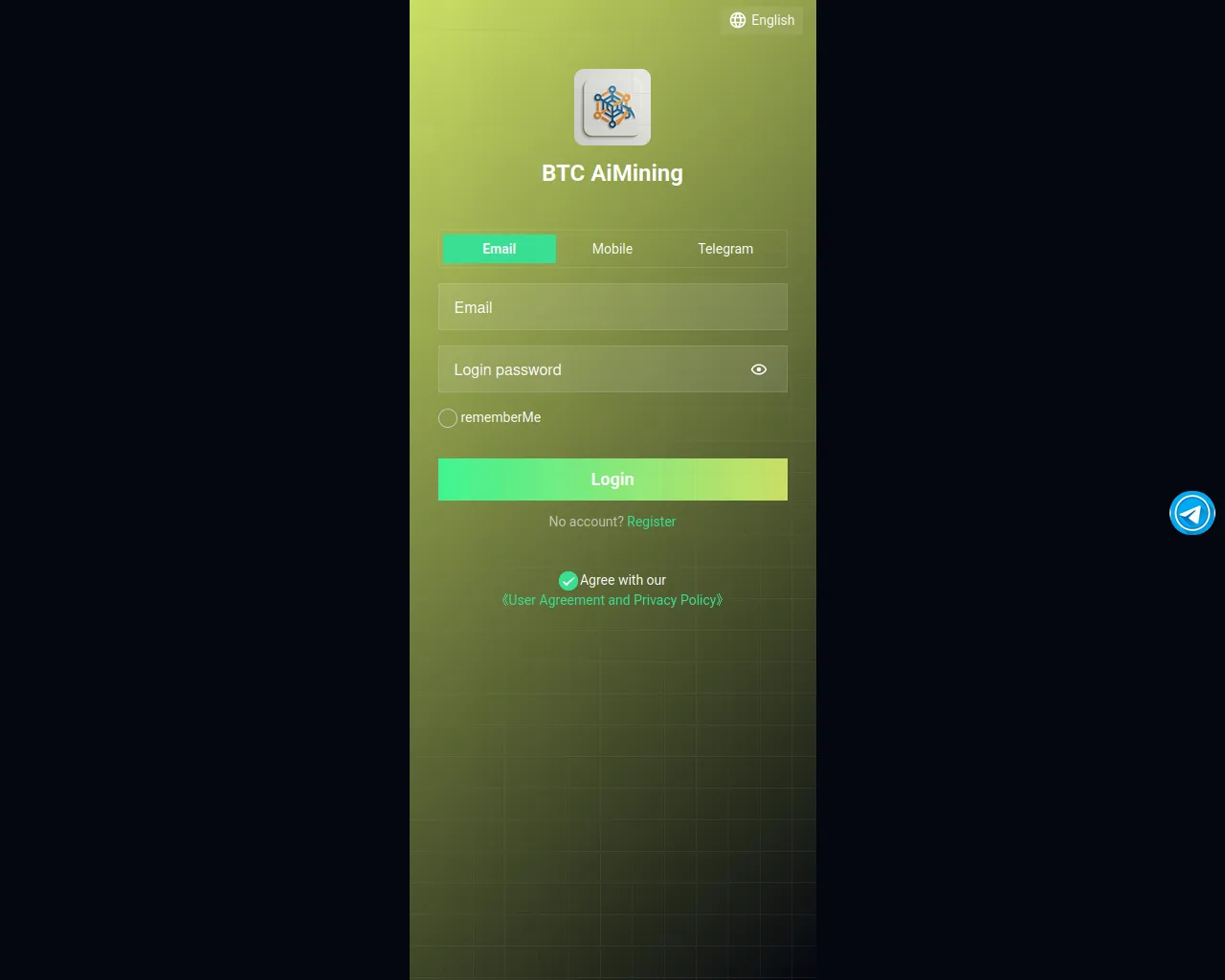 Screenshot of btcaimining.com