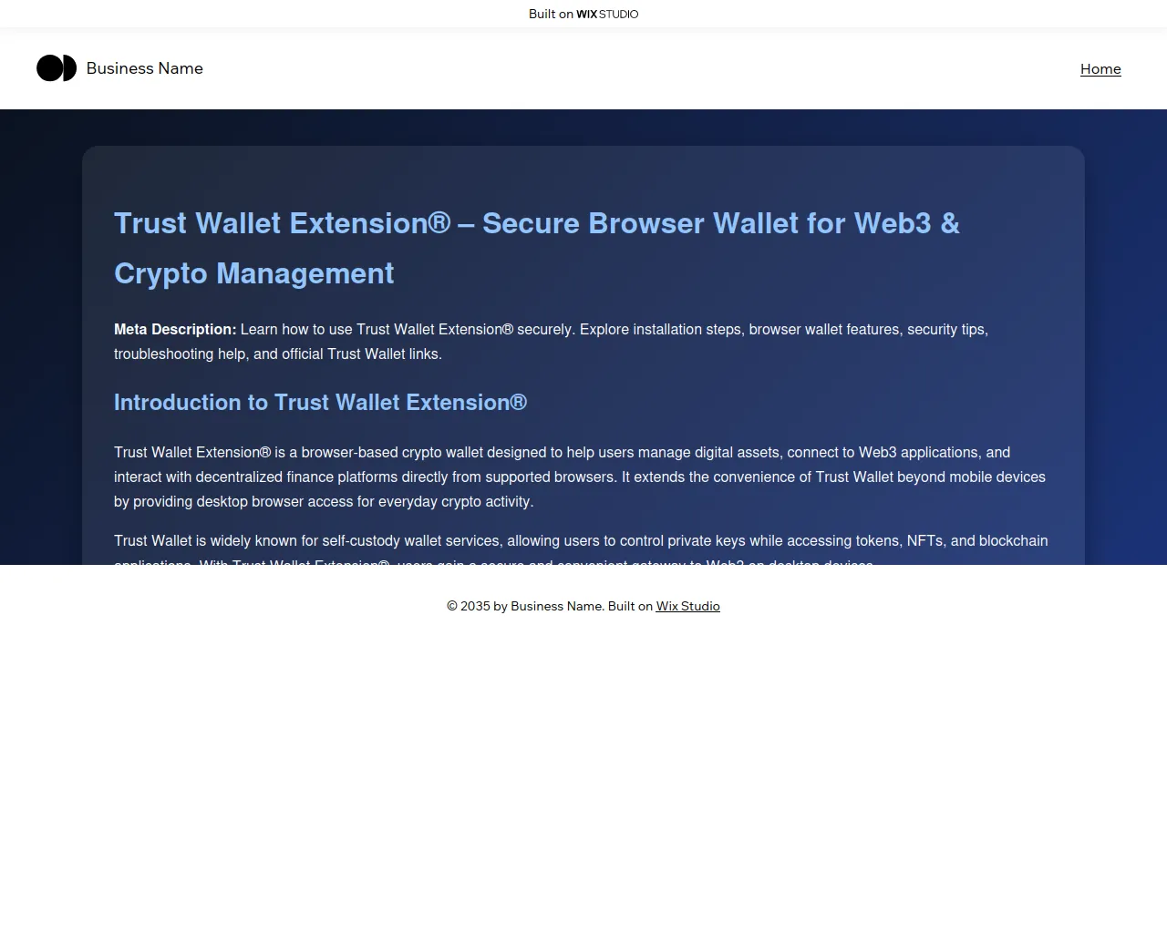 Screenshot of trusttexten.wixstudio.com