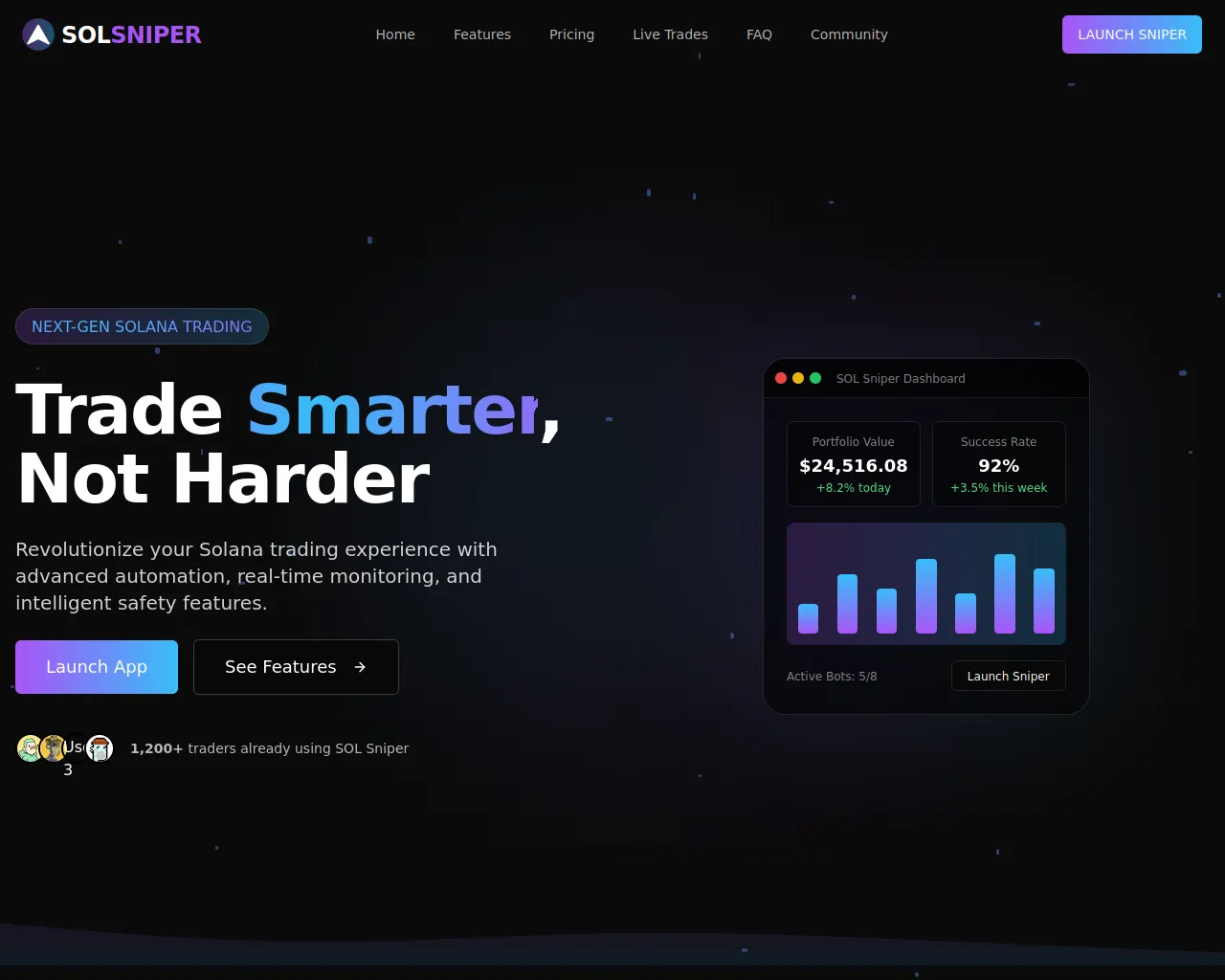 Screenshot of snipesol-ai.com