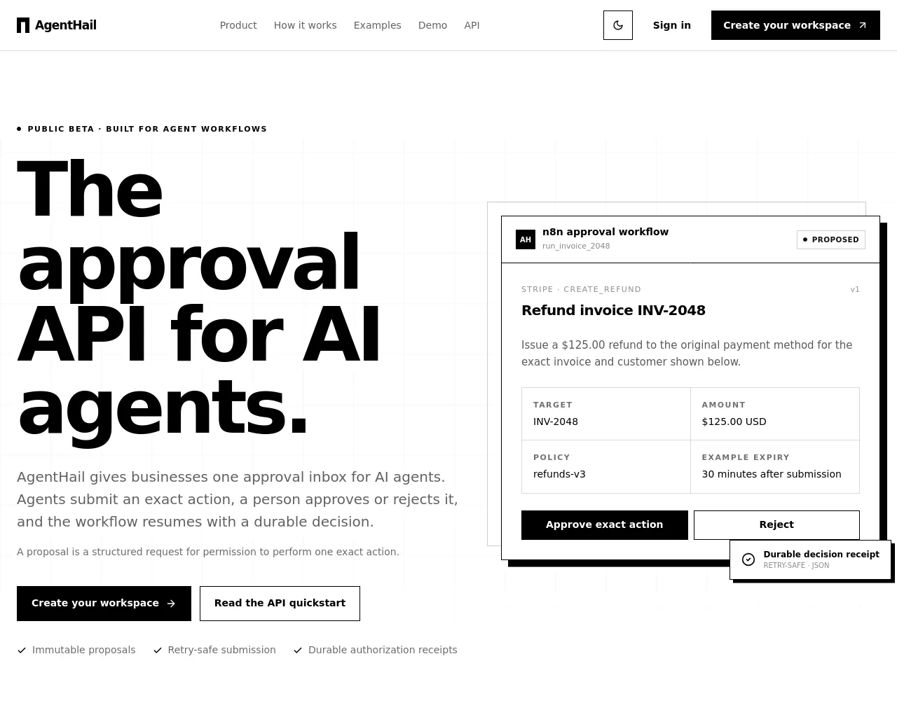 Screenshot of agenthail.com