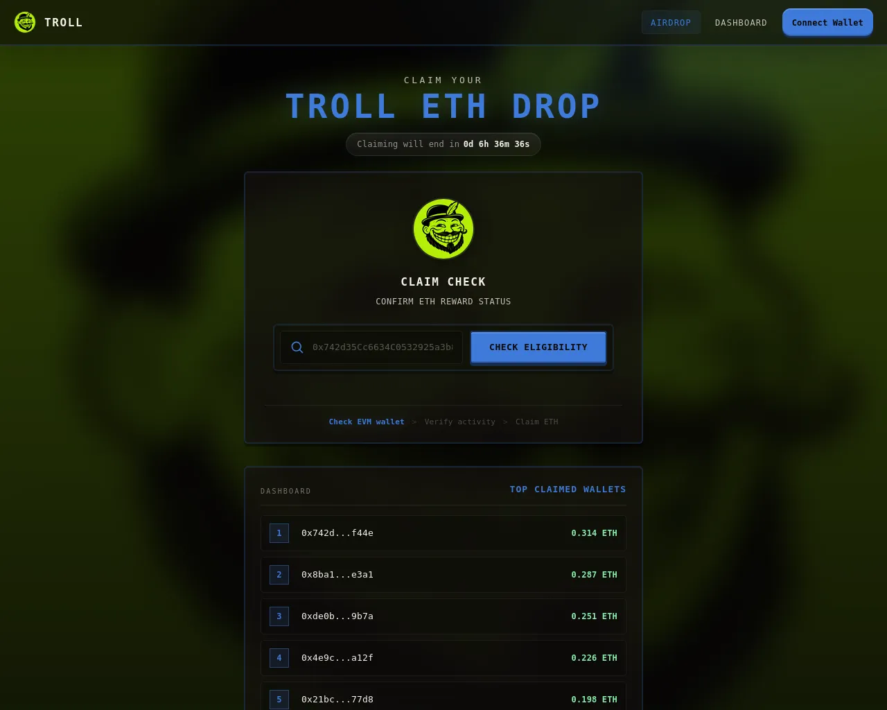 Screenshot of troll.5a-evmcheck.lol
