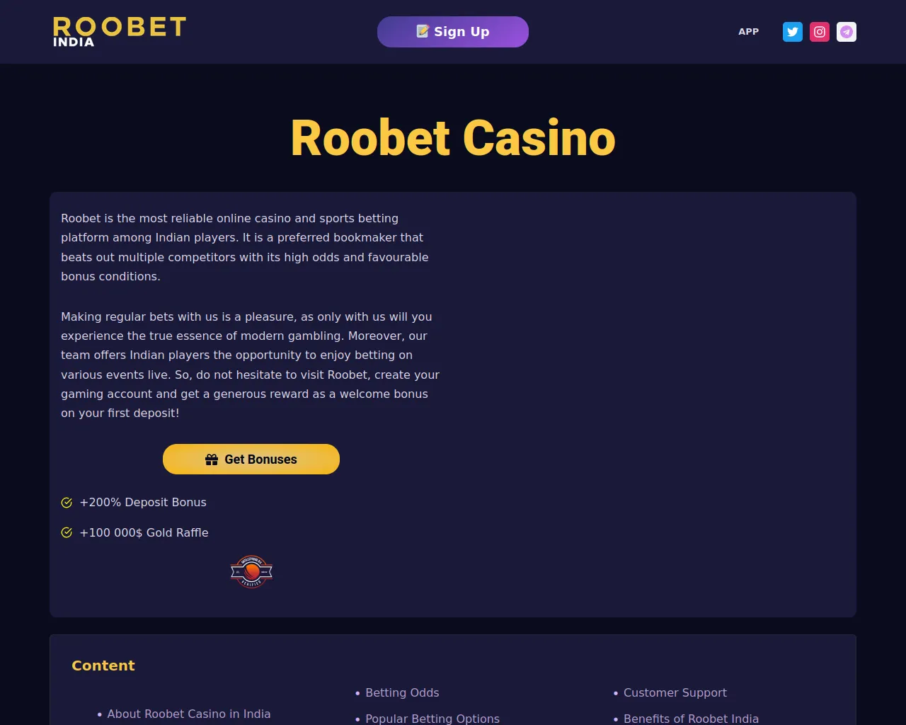 Screenshot of roobet.co.in