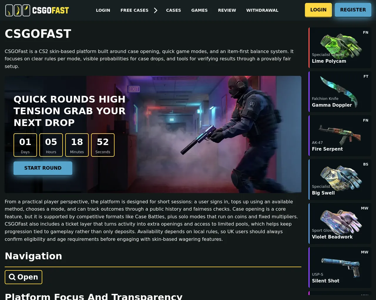 Screenshot of csgofast.co.uk