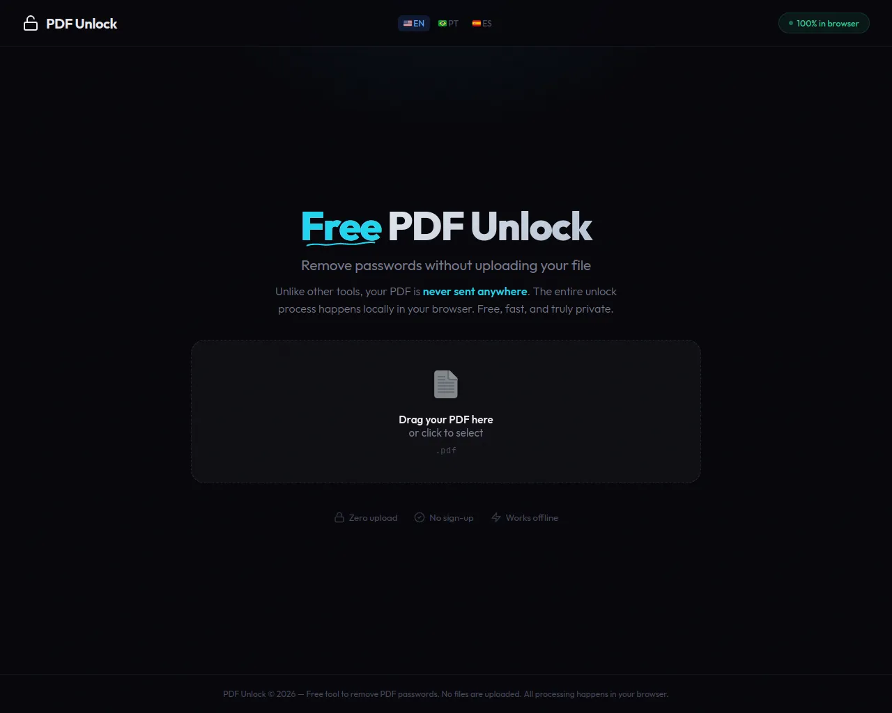 Screenshot of pdf-unlock.com