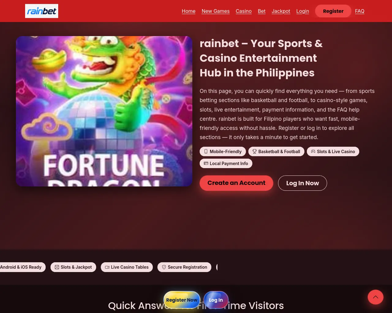Screenshot of rainbet.wine