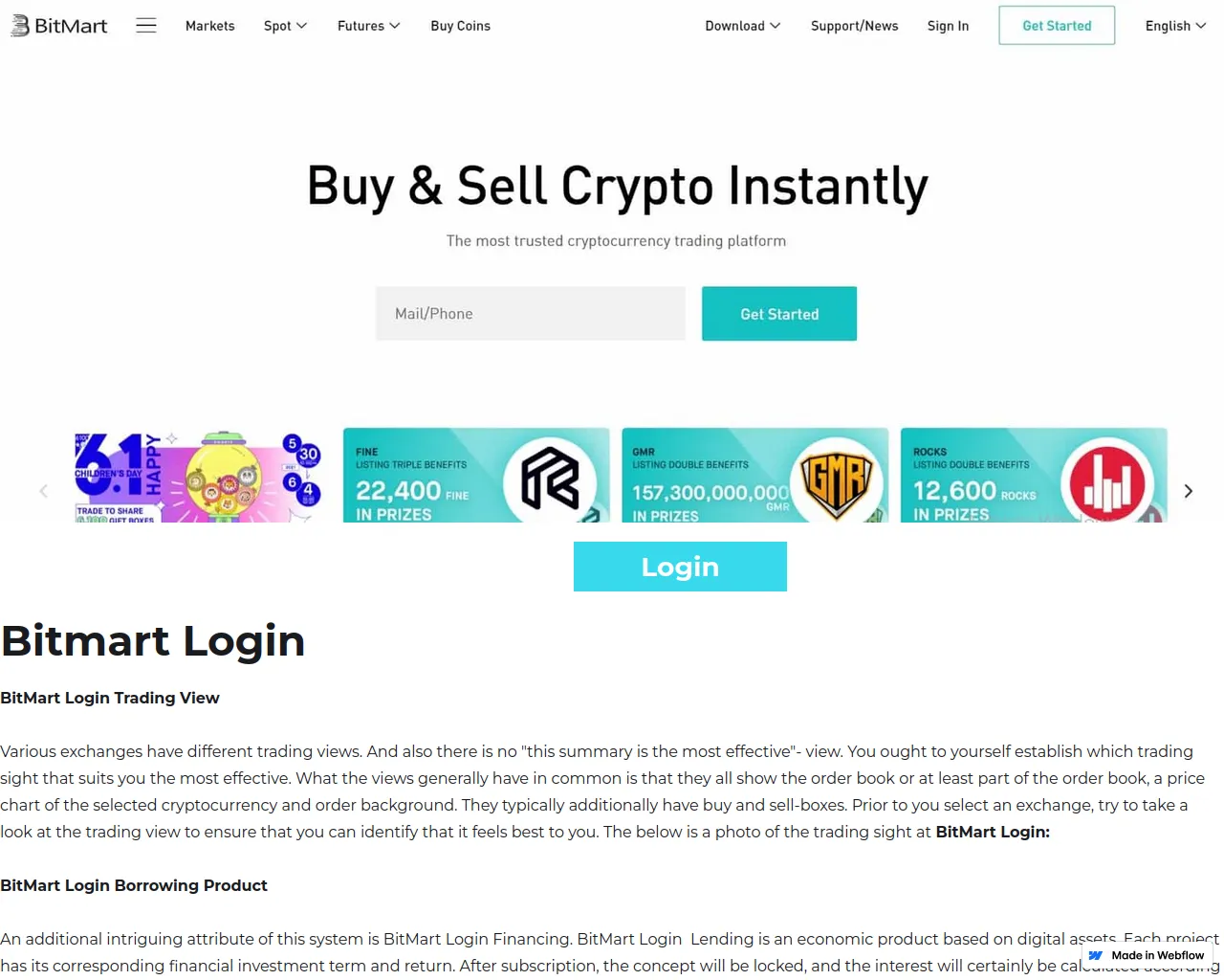 Screenshot of bitmartlogins.webflow.io