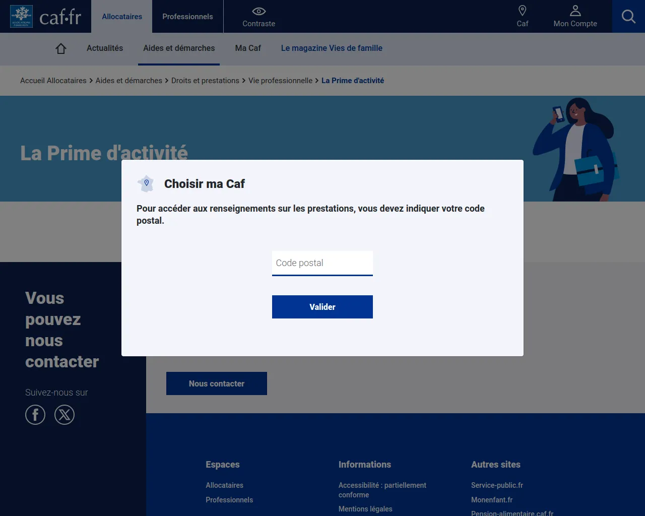 Screenshot of caissedallocationsfamiliales.com