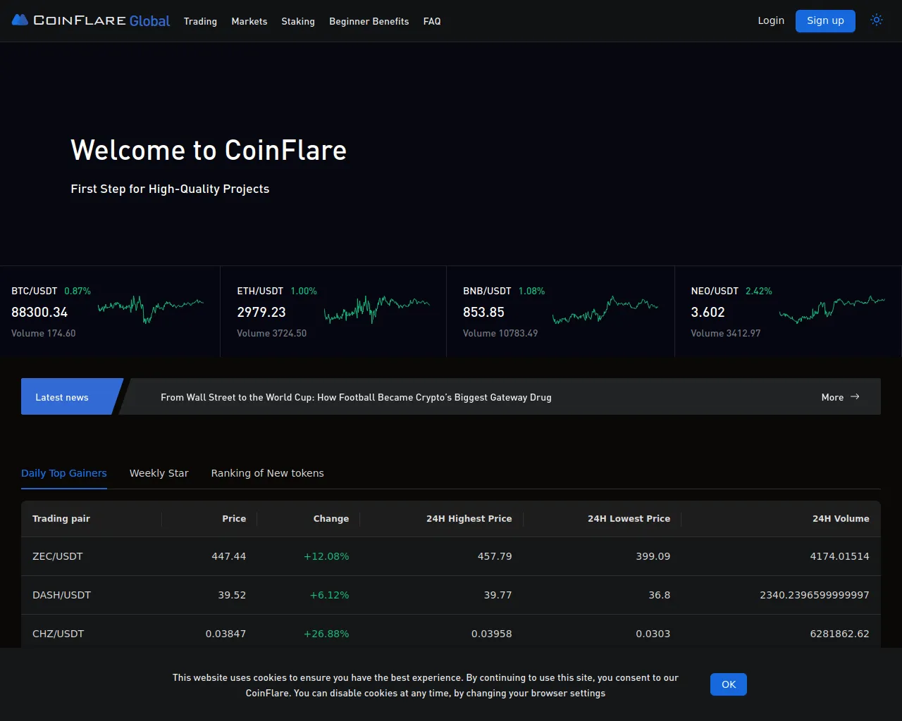 Screenshot of coinflare.global