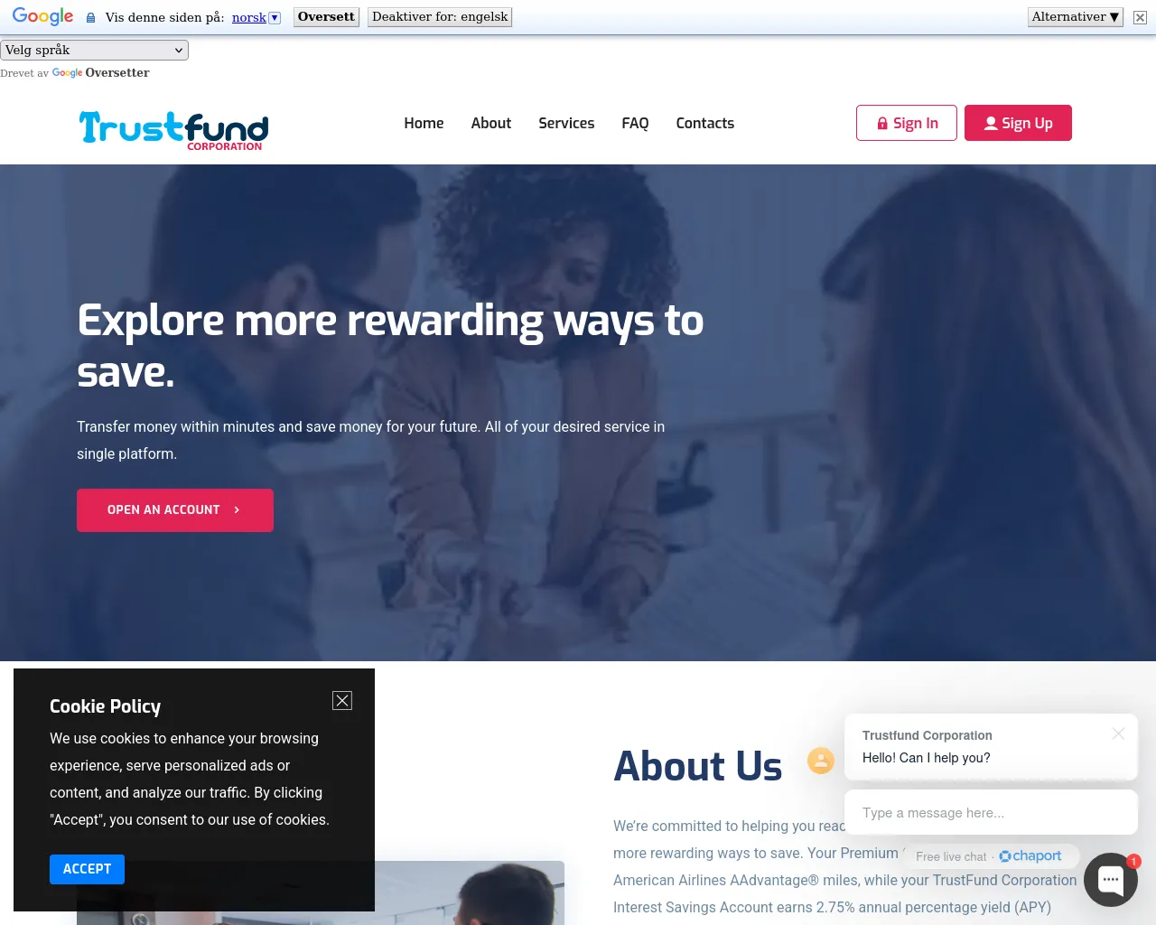 Screenshot of trustfund-corporation.com