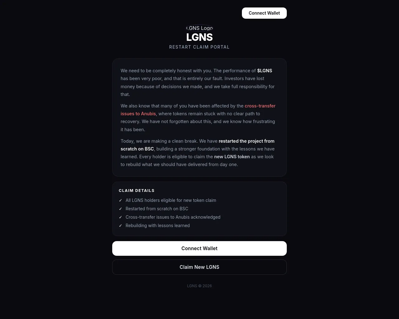 Screenshot of lgnsrelaunch.live