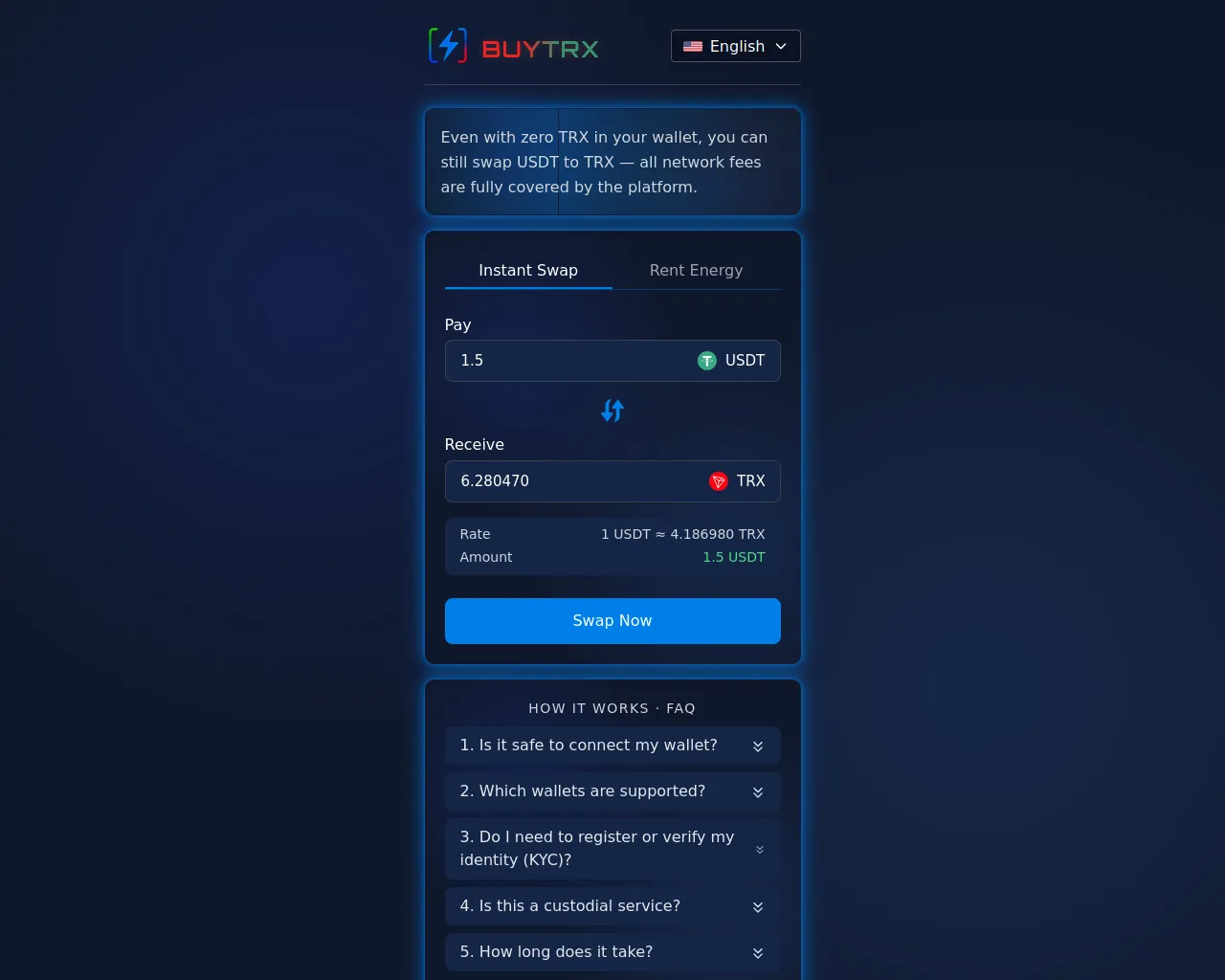 Screenshot of buytrx.bet