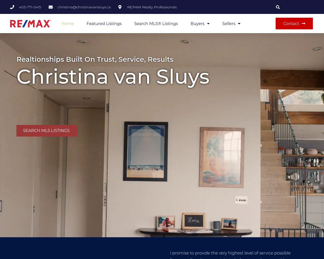 Screenshot of christinavansluys.ca