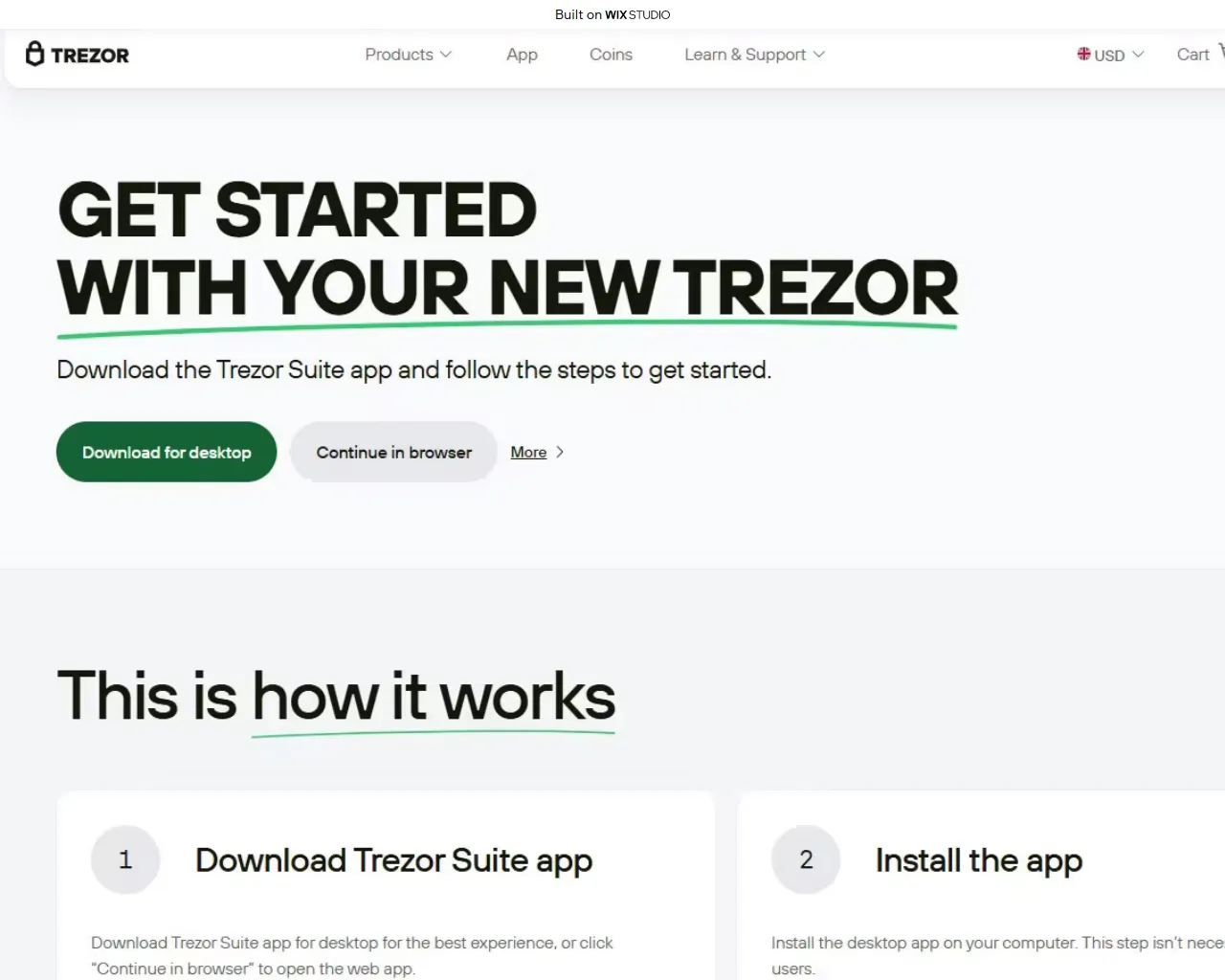 Screenshot of trezxosuite-eng.wixstudio.com