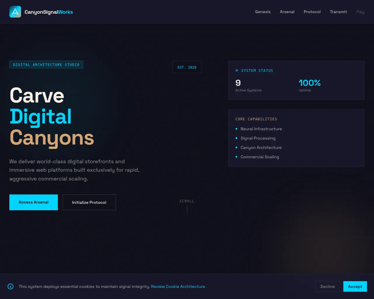 Screenshot of canyonsignalworks.com