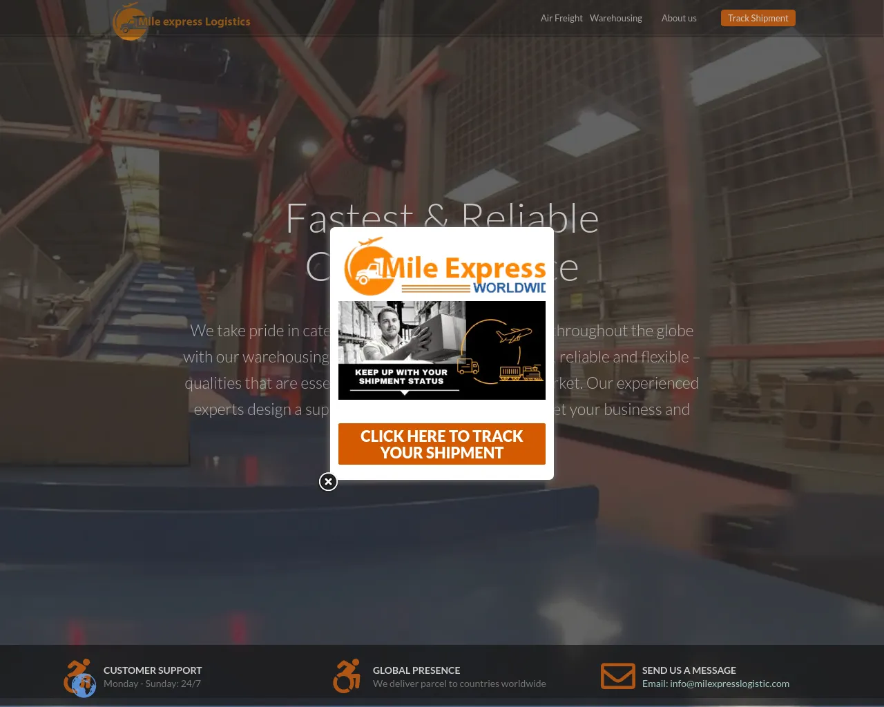 Screenshot of milexpresslogistic.com