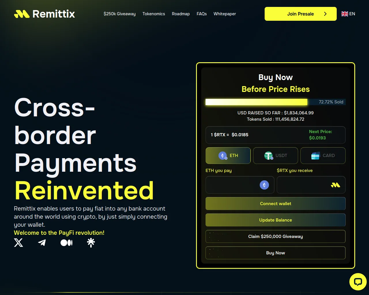 Screenshot of remittixs.vercel.app