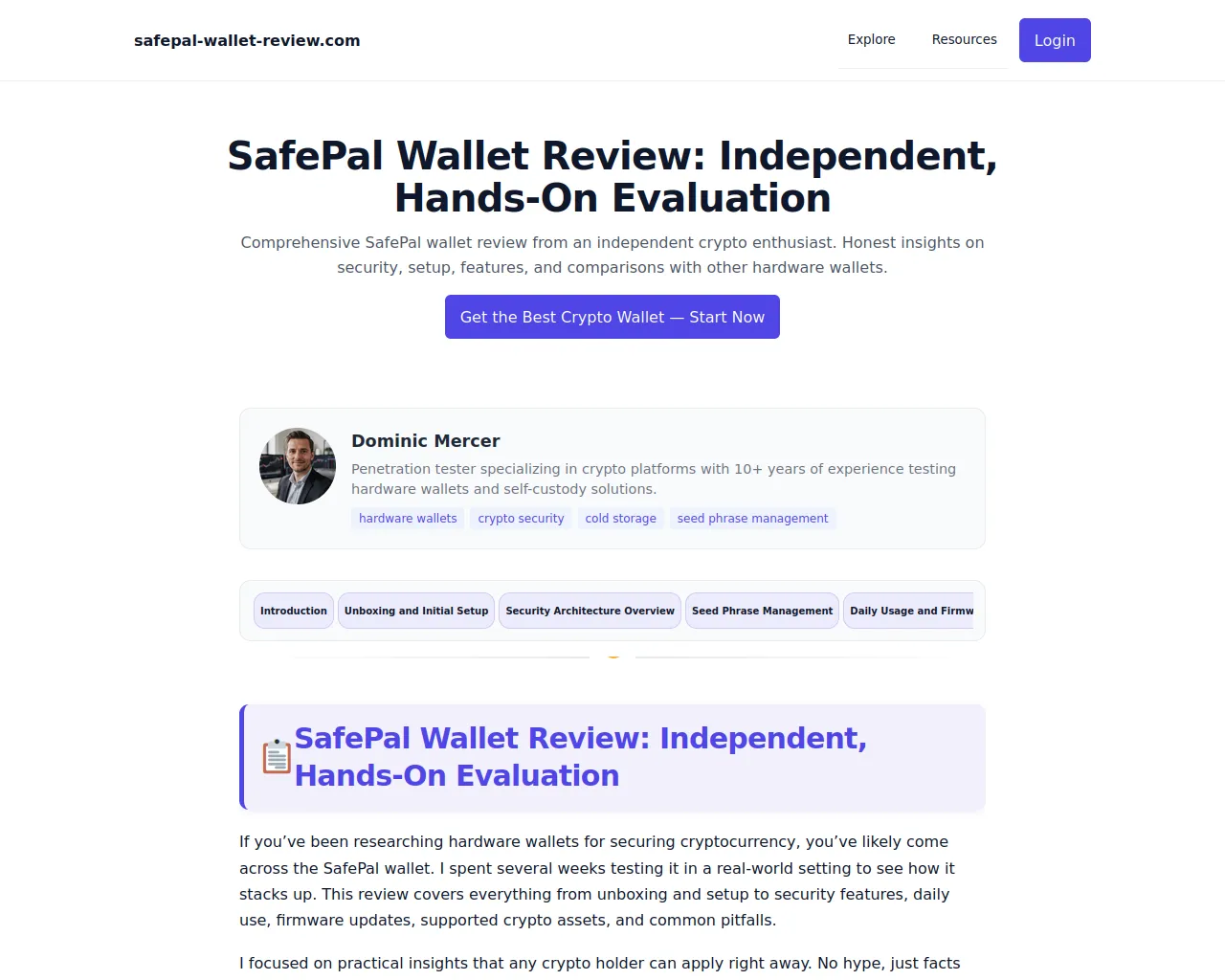 Screenshot of safepal-wallet-review.com