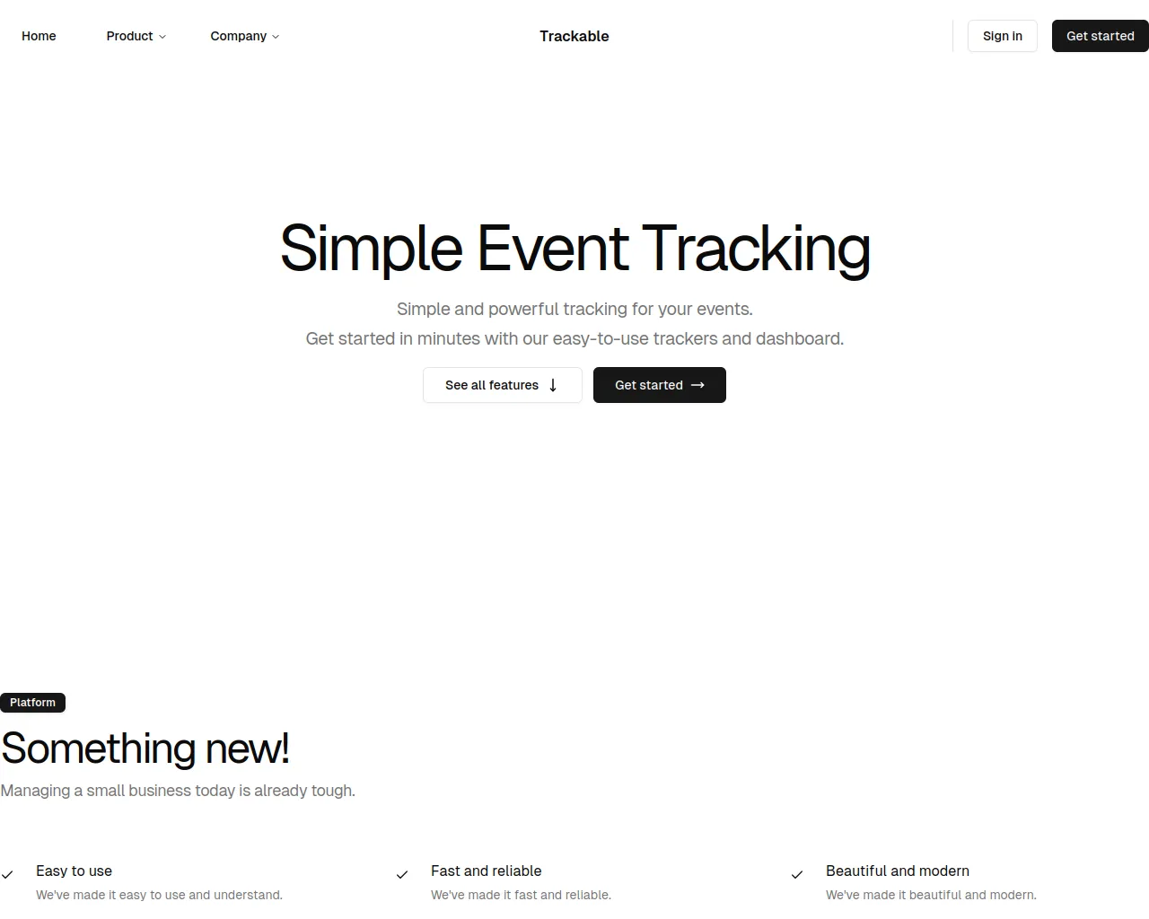 Screenshot of trackable.uk