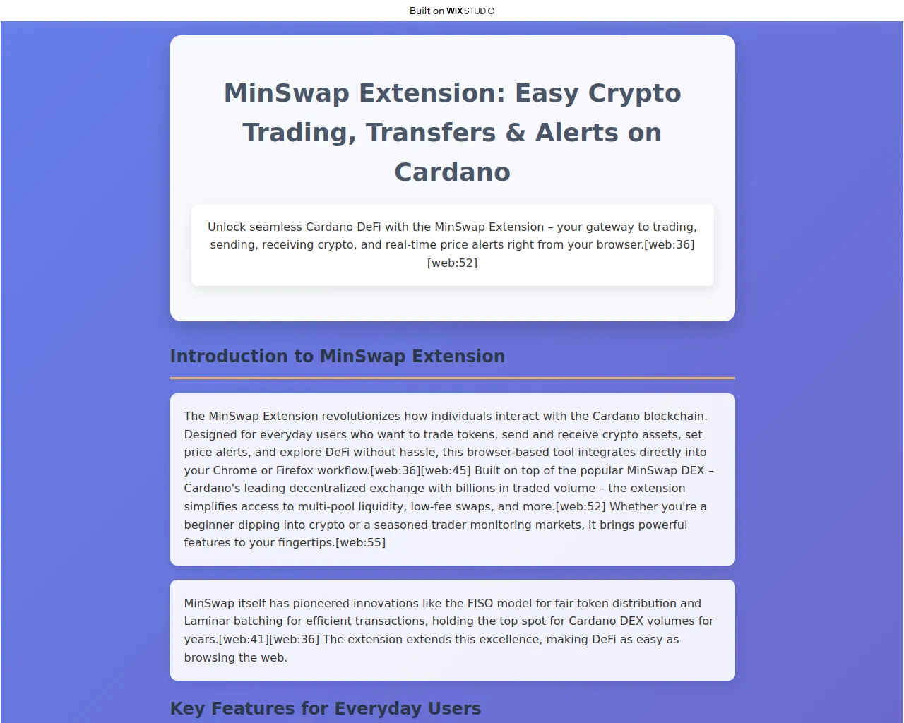 Screenshot of minswapextension.wixstudio.com
