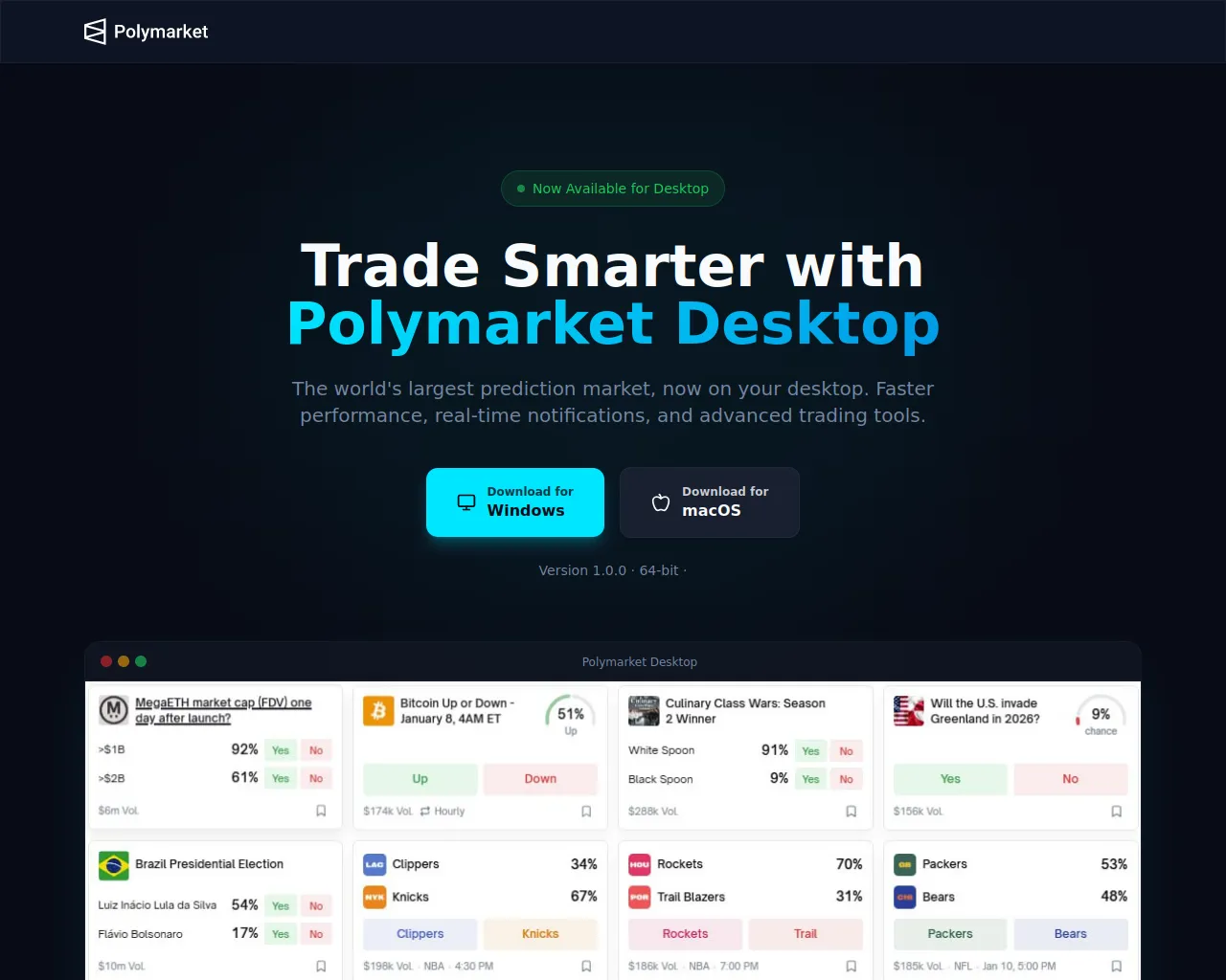 Screenshot of polymarketdesktop.app