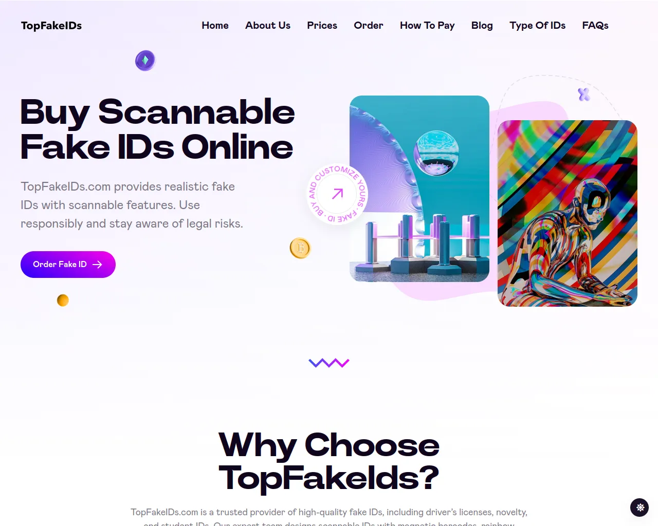 Screenshot of topfakeids.com