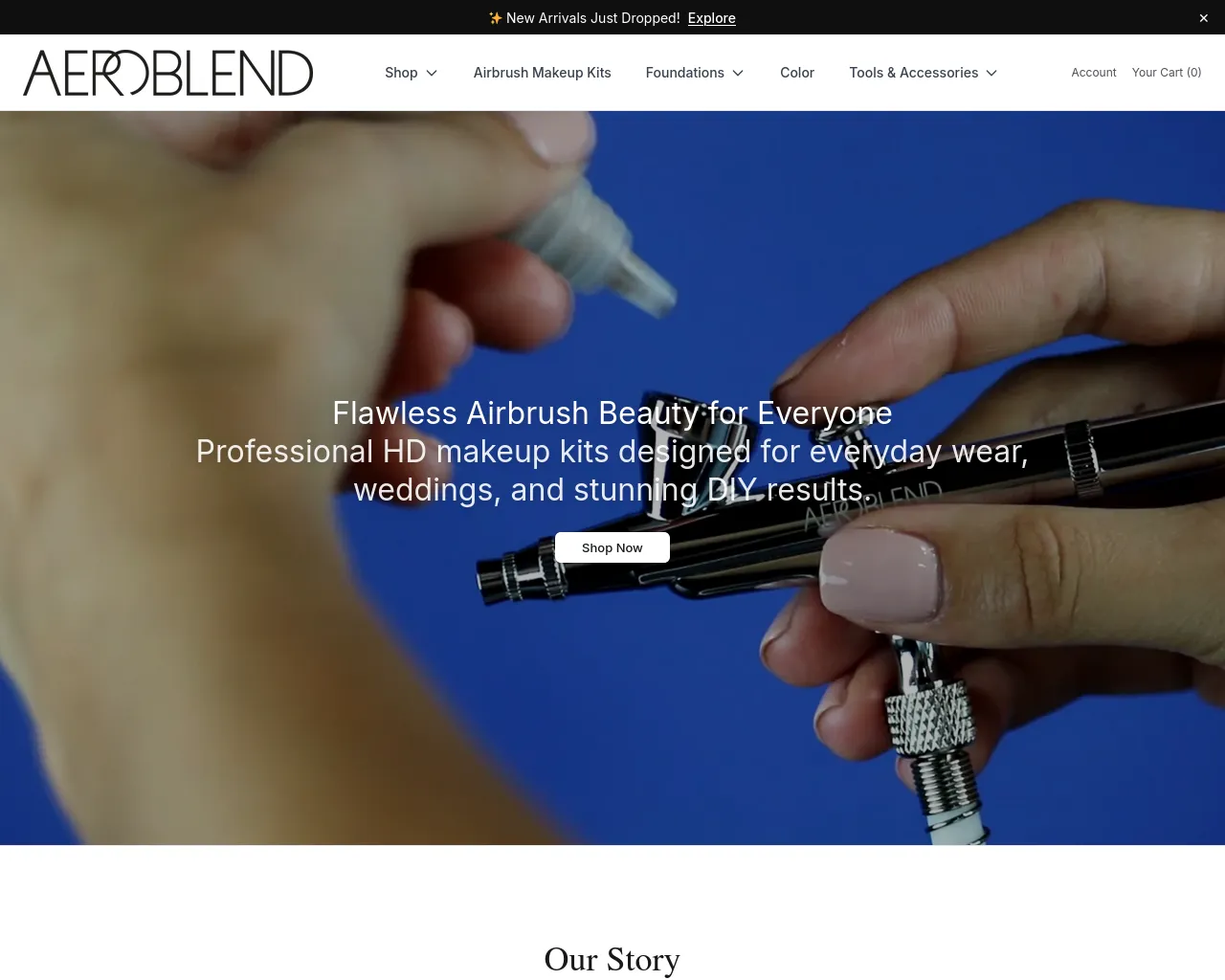 Screenshot of aeroblendcosmetics.shop