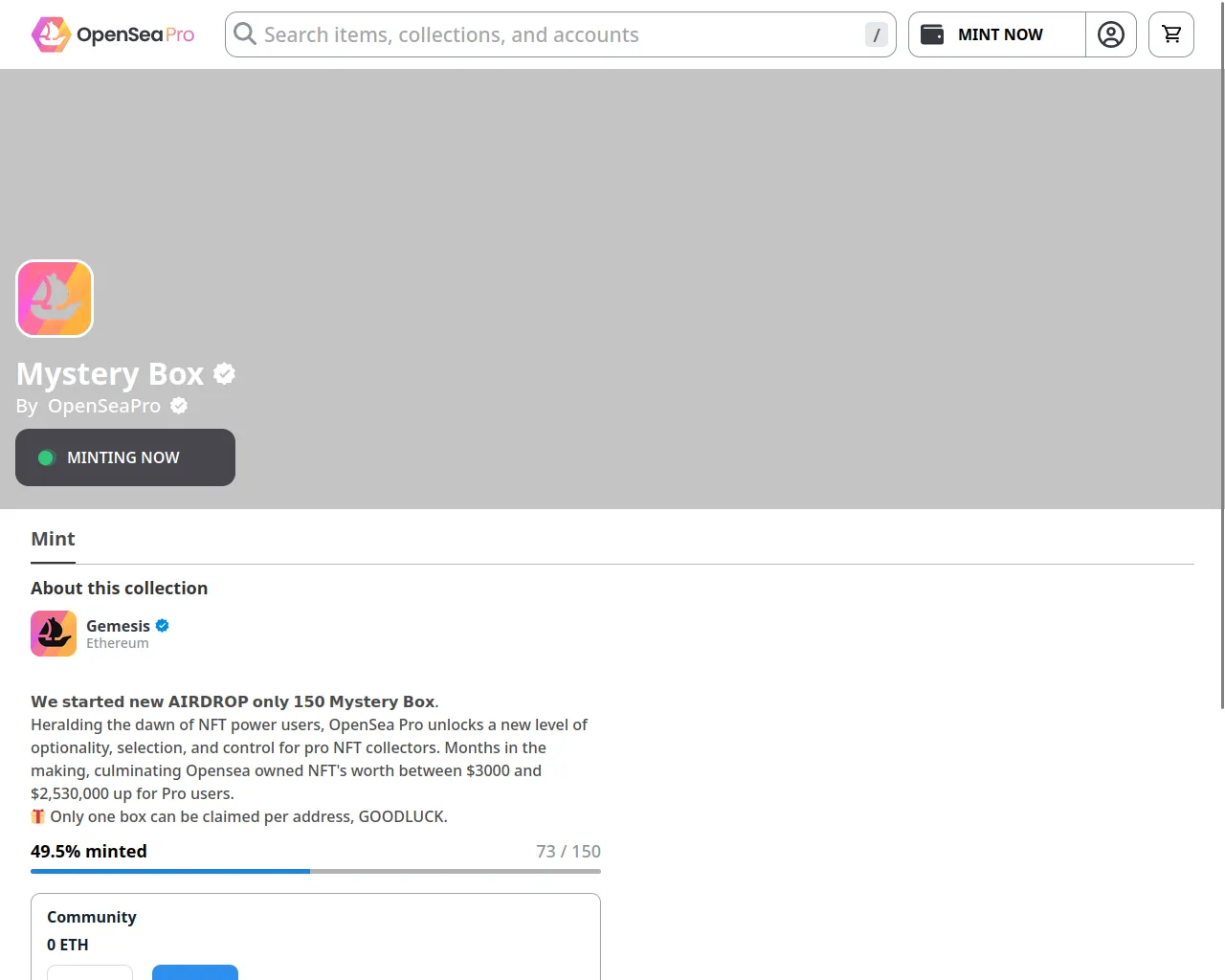 Screenshot of nft-giftbox17-inky.vercel.app