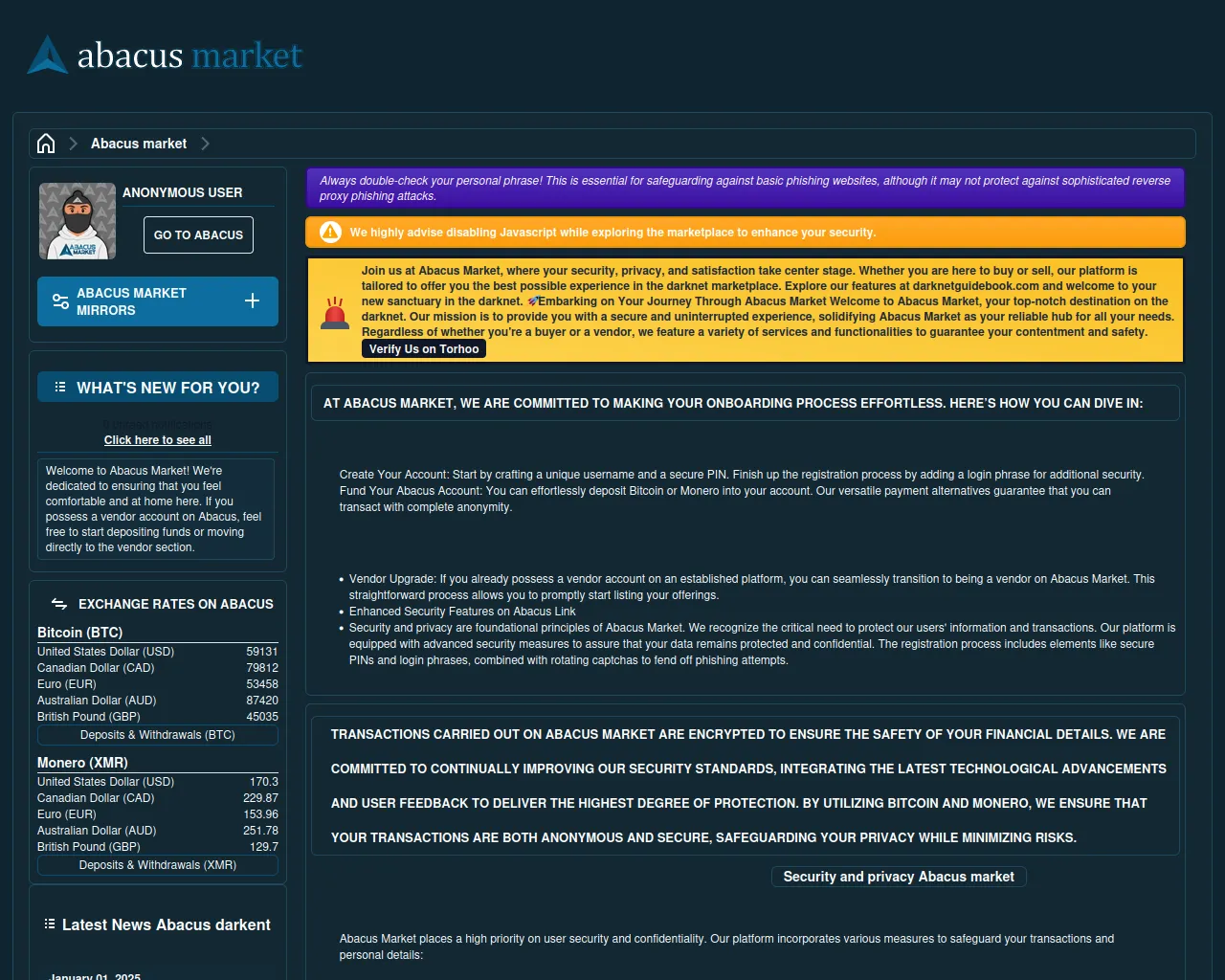 Screenshot of abacusonionmarket.org