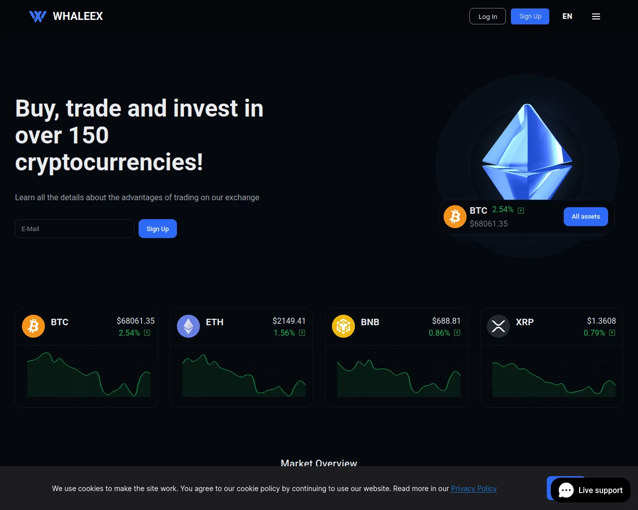 Screenshot of whaleex.io