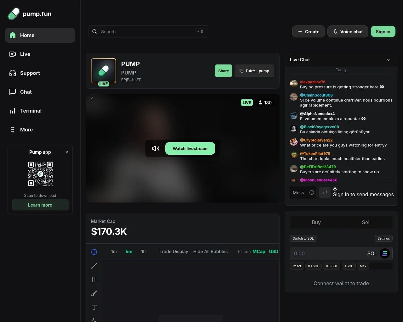 Screenshot of pumpfunsollivestream.xyz