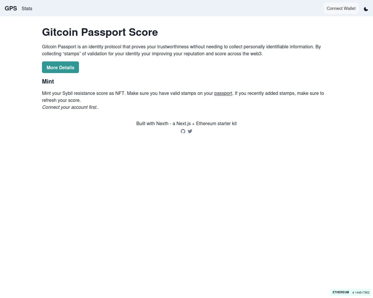 Screenshot of passport-score-nft.vercel.app