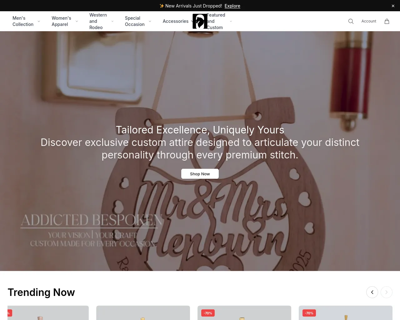 Screenshot of addictedbespokenfashion.shop