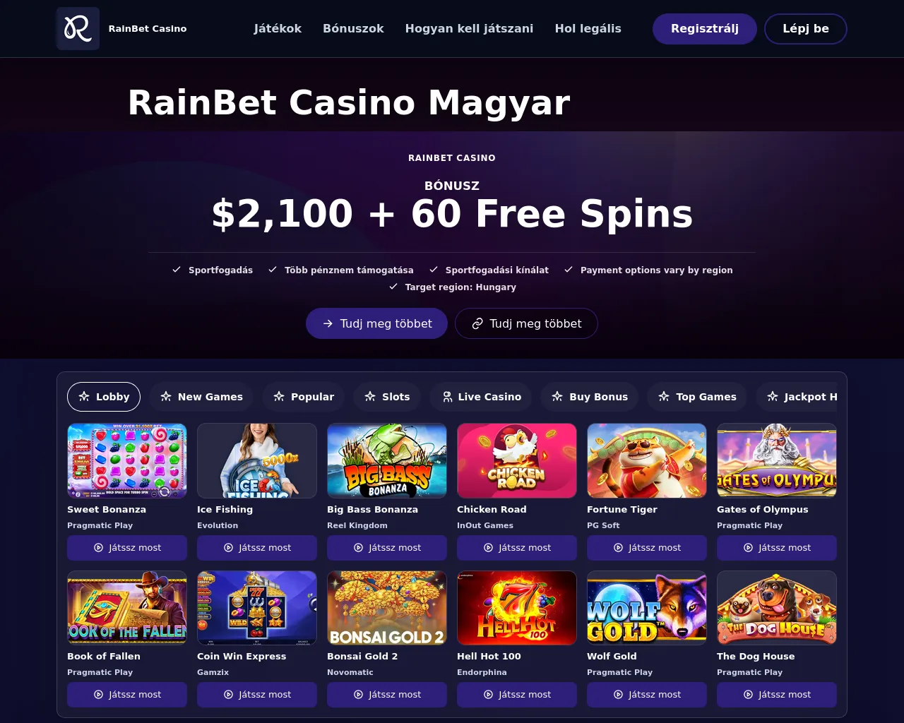 Screenshot of hurainbet.com