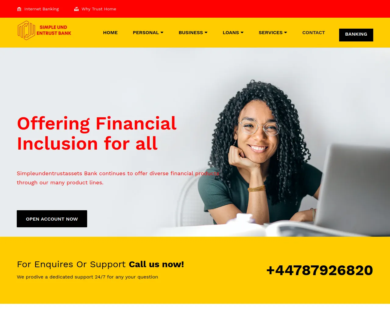 Screenshot of bank.simpleundentrustassets.com