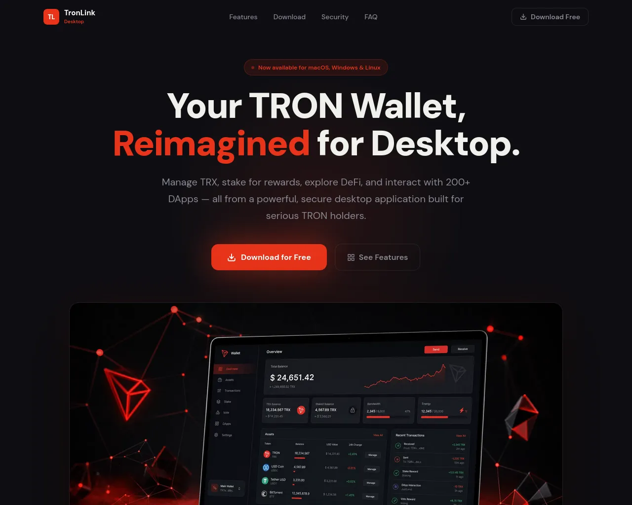 Screenshot of tronlink-desktop.org