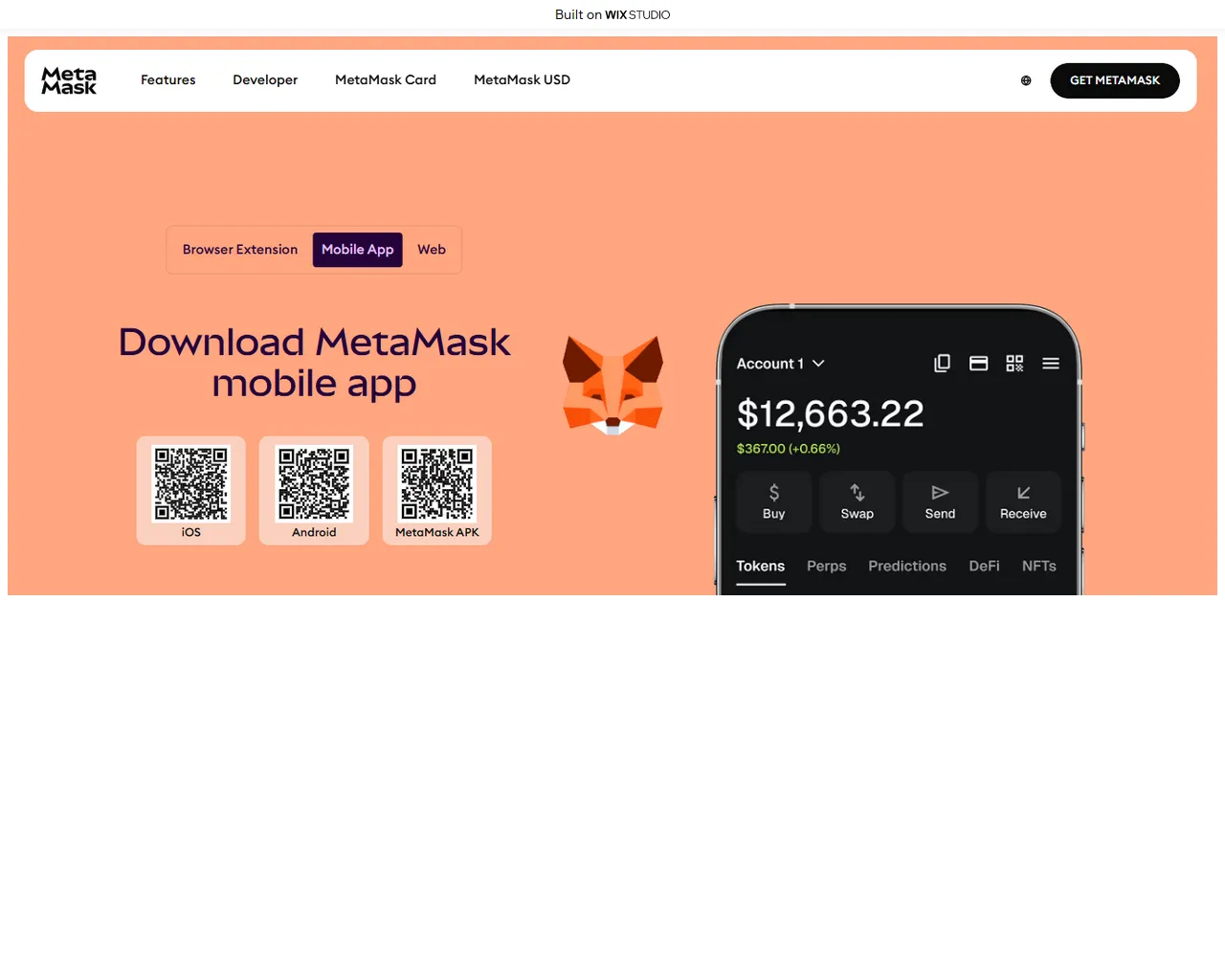 Screenshot of meatmask-io.wixstudio.com
