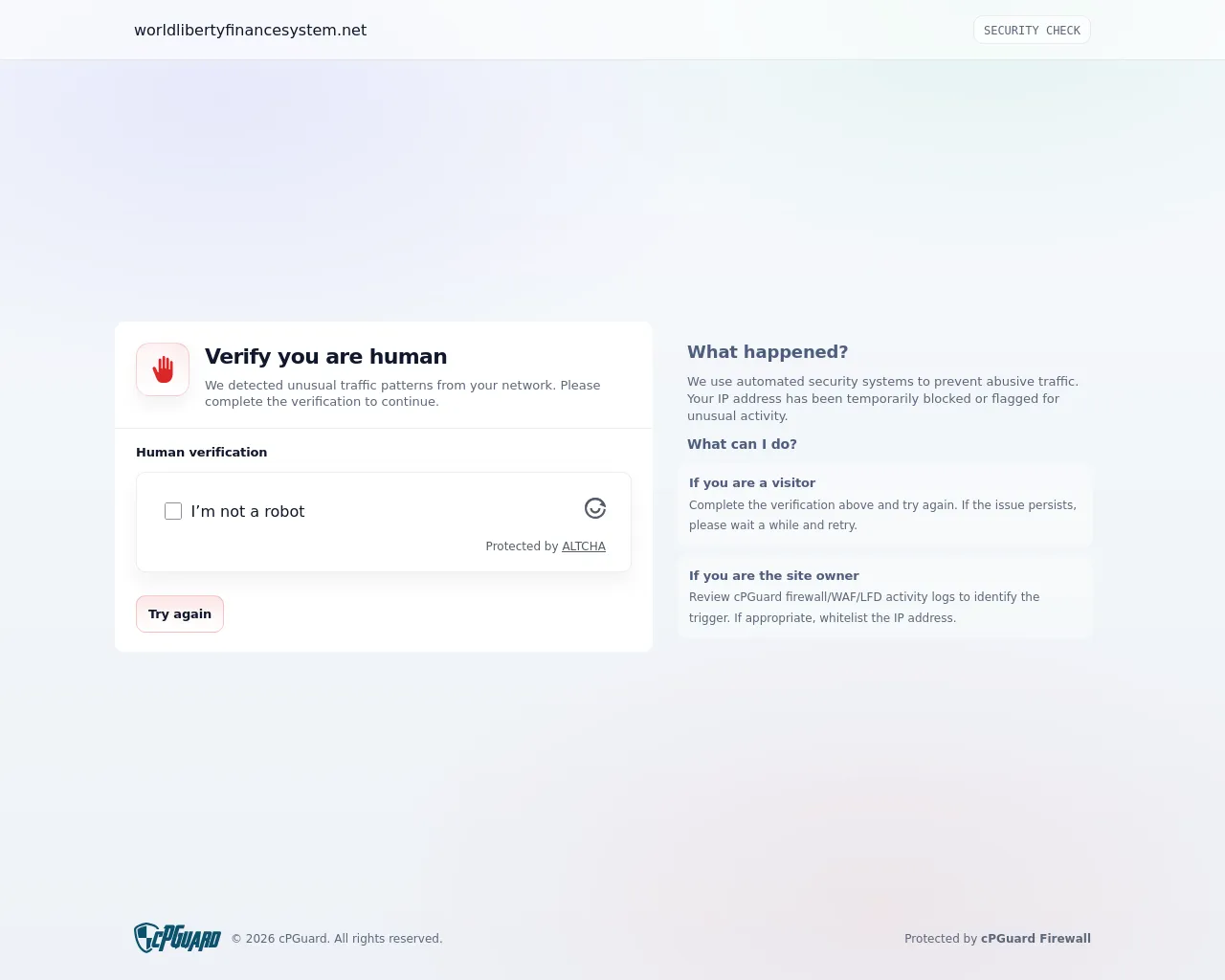 Screenshot of worldlibertyfinancesystem.net
