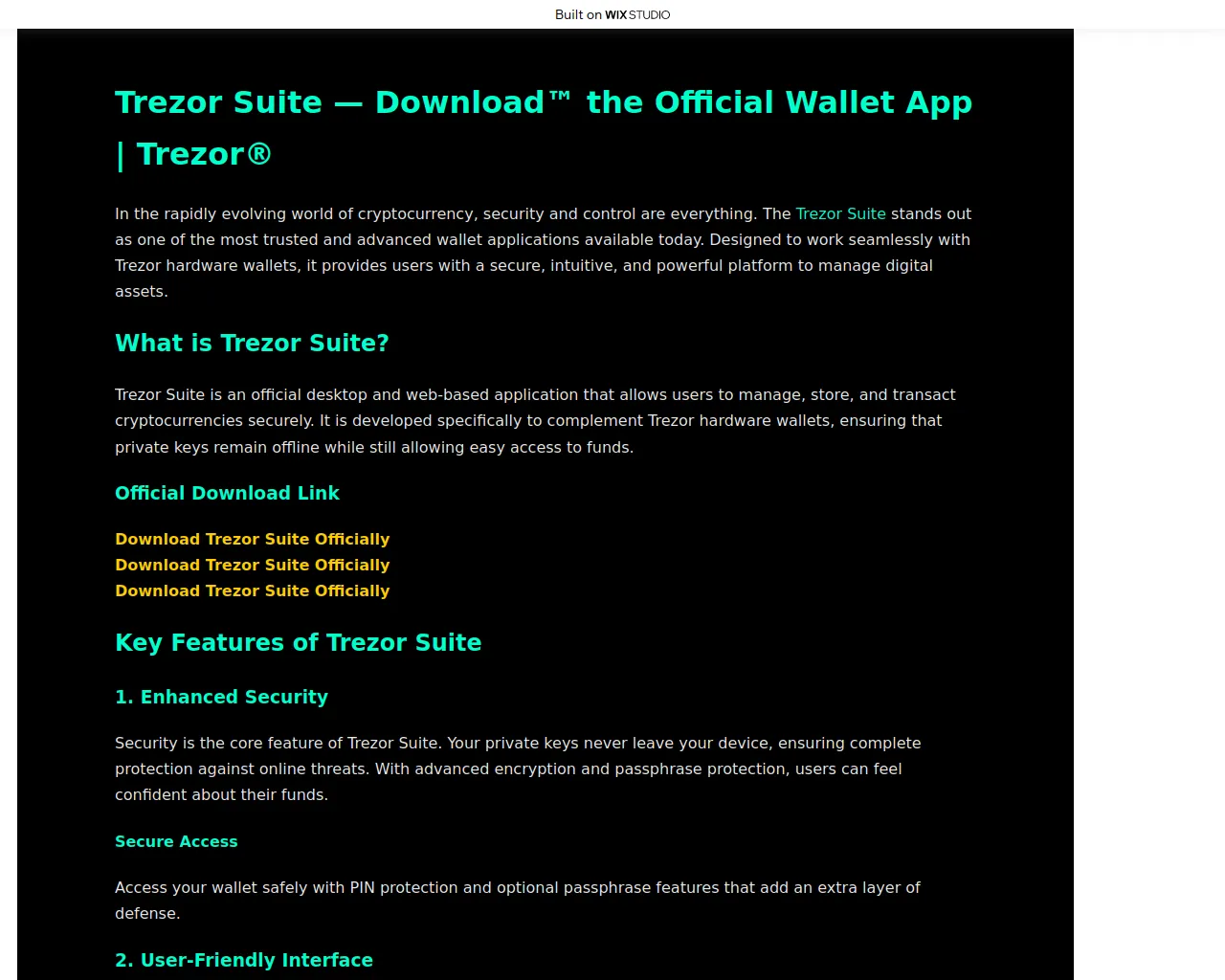 Screenshot of suiteappss-trezer.wixstudio.com