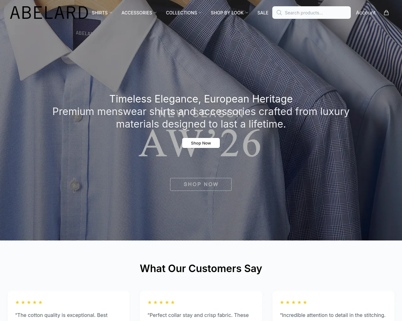 Screenshot of abelardshirtsstudio.shop