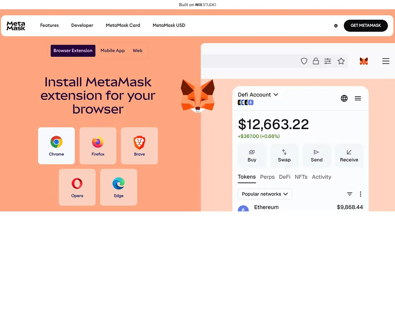 Screenshot of extensionmetmask.wixstudio.com