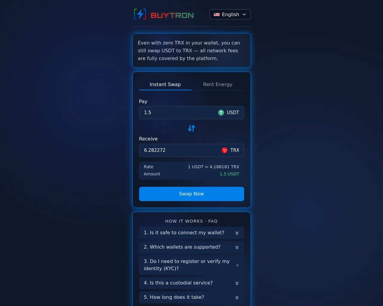 Screenshot of buytron.ch